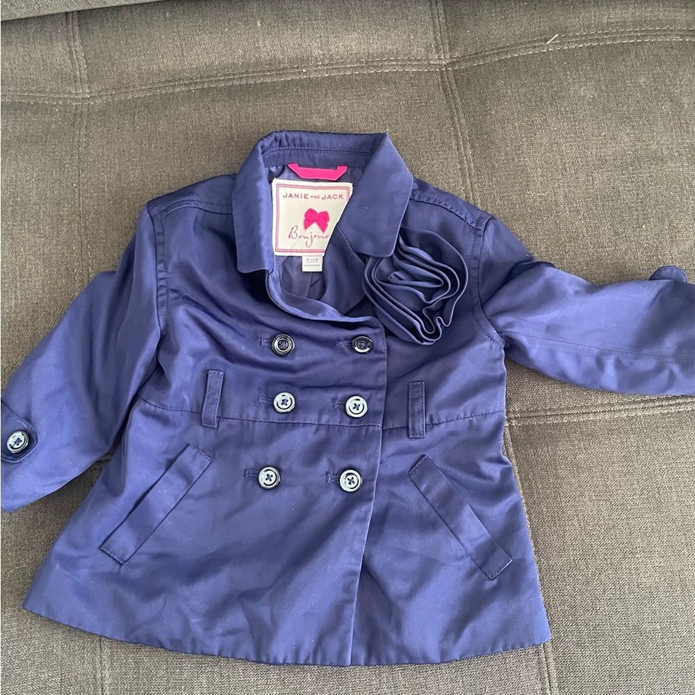 Janie and Jack girls double breasted trench coat size 3-6 months